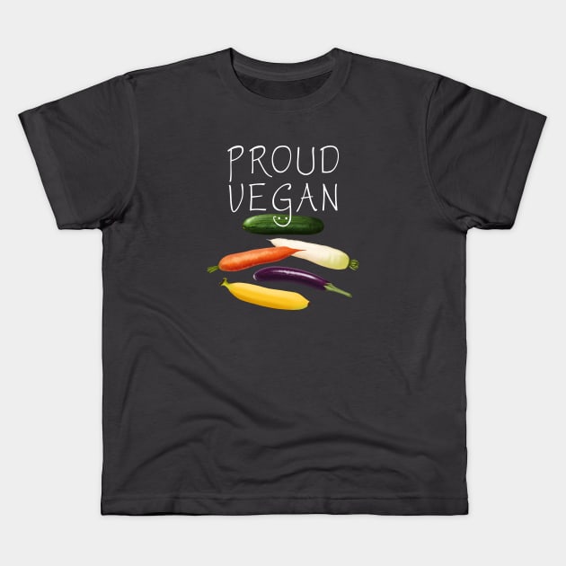 Proud Vegan Funny Design Kids T-Shirt by TWOintoA